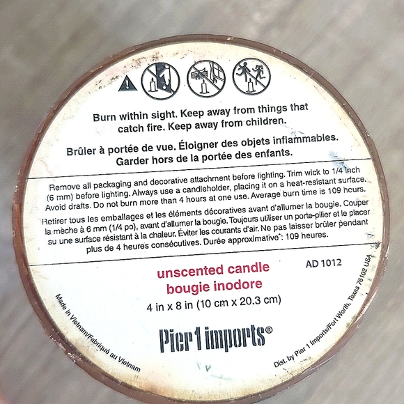 Pier 1 Imports Candle - Unscented NWT - Picture 3 of 5